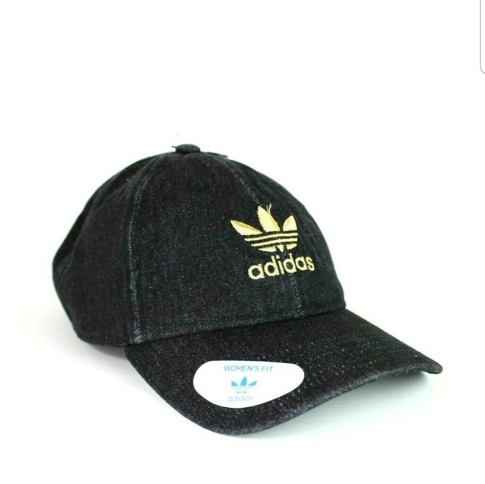 Adidas Women's Fit Hat Black Denim with Gold Logo